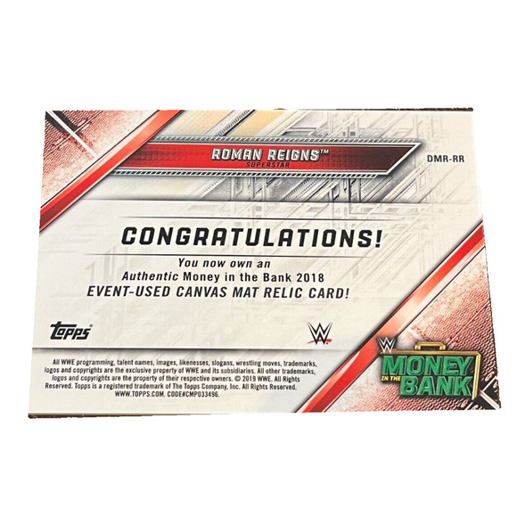 Roman Reigns The Tribal Chief 2018 WWE Raw Mat Relic Money In The Bank - Picture 2 of 8